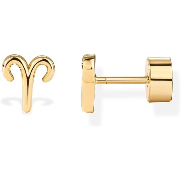 Jewelry - 14K Gold Plated Sterling Silver Zodiac Earring Studs Women Gift